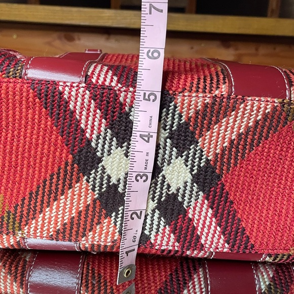 RARE Burberry Blue Label red woven plaid handbag - Picture 10 of 12